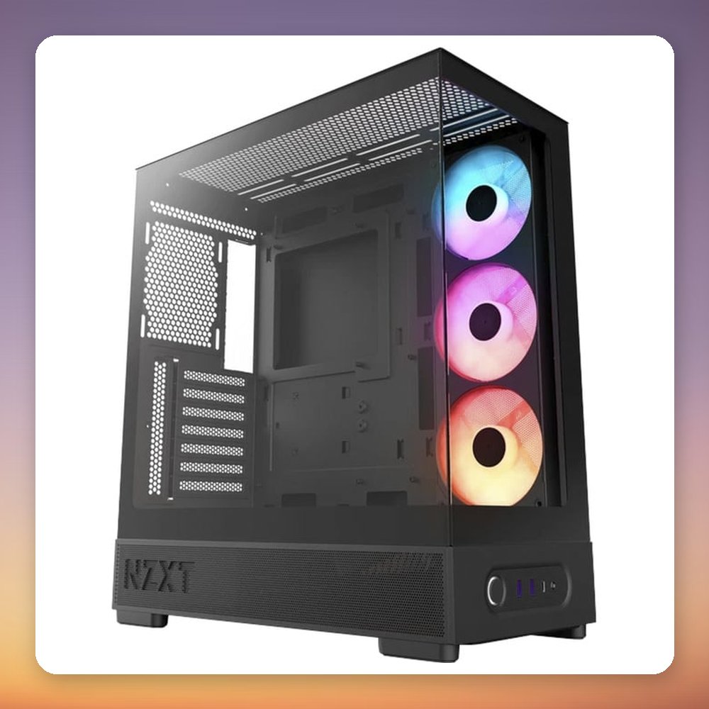 NZXT S5 RGB ATX Mid Tower Case, Tempered Glass, 360 mm RGB Fan, Black