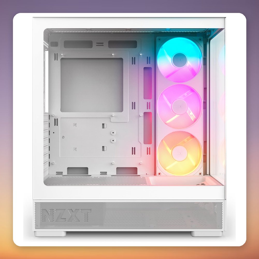 NZXT S5 RGB ATX Mid-Tower Case, White, Tempered Glass, 360 mm RGB Reverse Fan – image 2