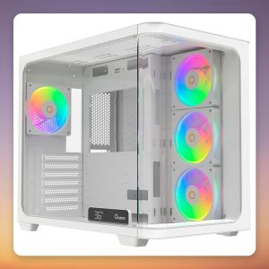 Ocypus Iota C70 Curve ARGB Digital Mid-Tower Case, White, 270° Panoramic Glass
