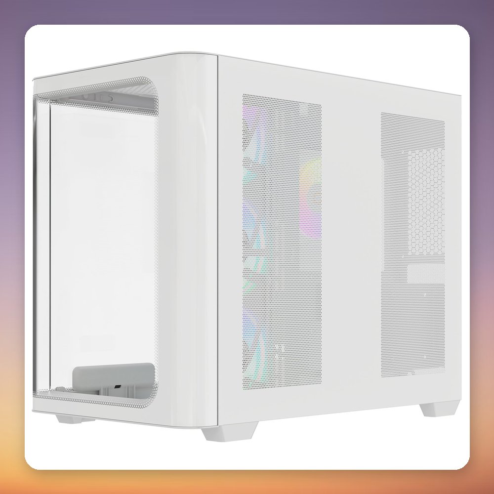 Ocypus Iota C70 Curve ARGB Digital Mid-Tower Case, White, 270° Panoramic Glass – image 3