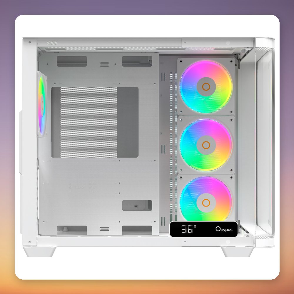 Ocypus Iota C70 Curve ARGB Digital Mid-Tower Case, White, 270° Panoramic Glass – image 4