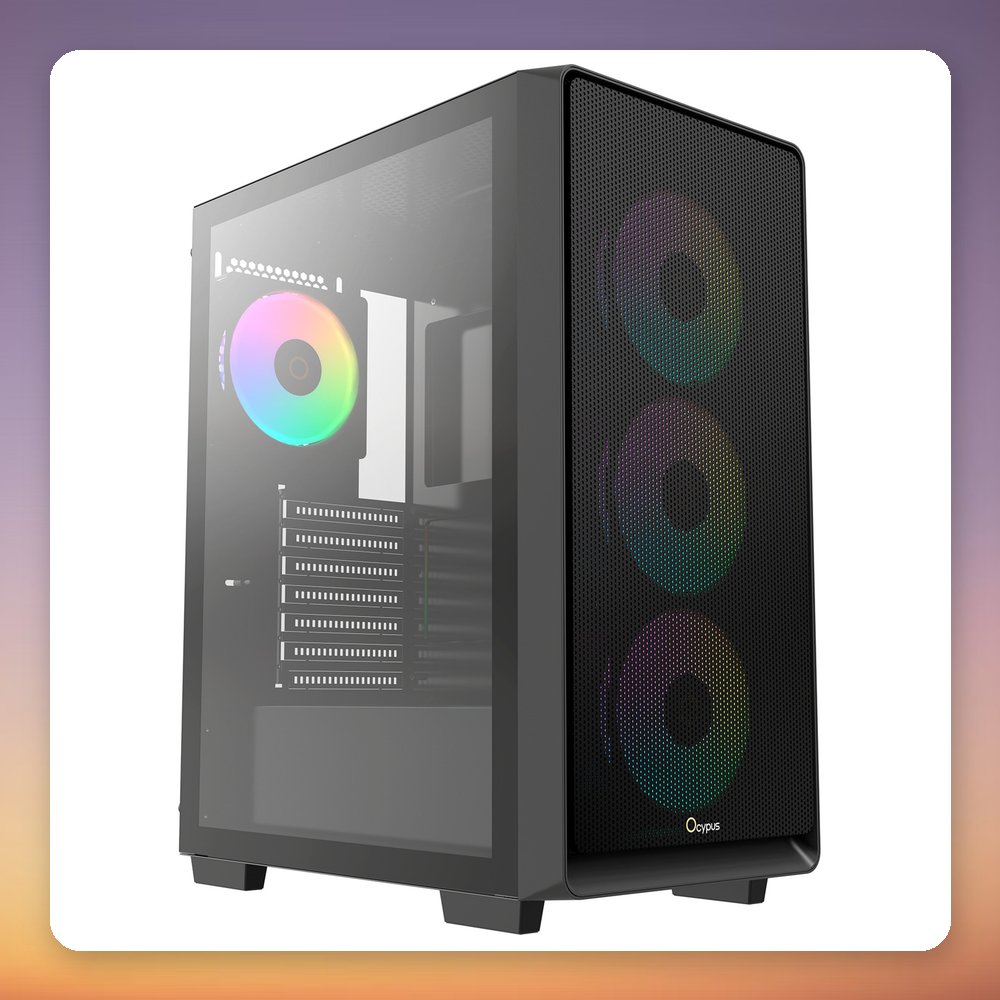 Ocypus Gamma C60 ARGB Mid-Tower ATX Case, Black, Tempered Glass
