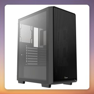 Ocypus Gamma C60 ATX Mid-Tower Case, Black, Tempered Glass, Mesh Front