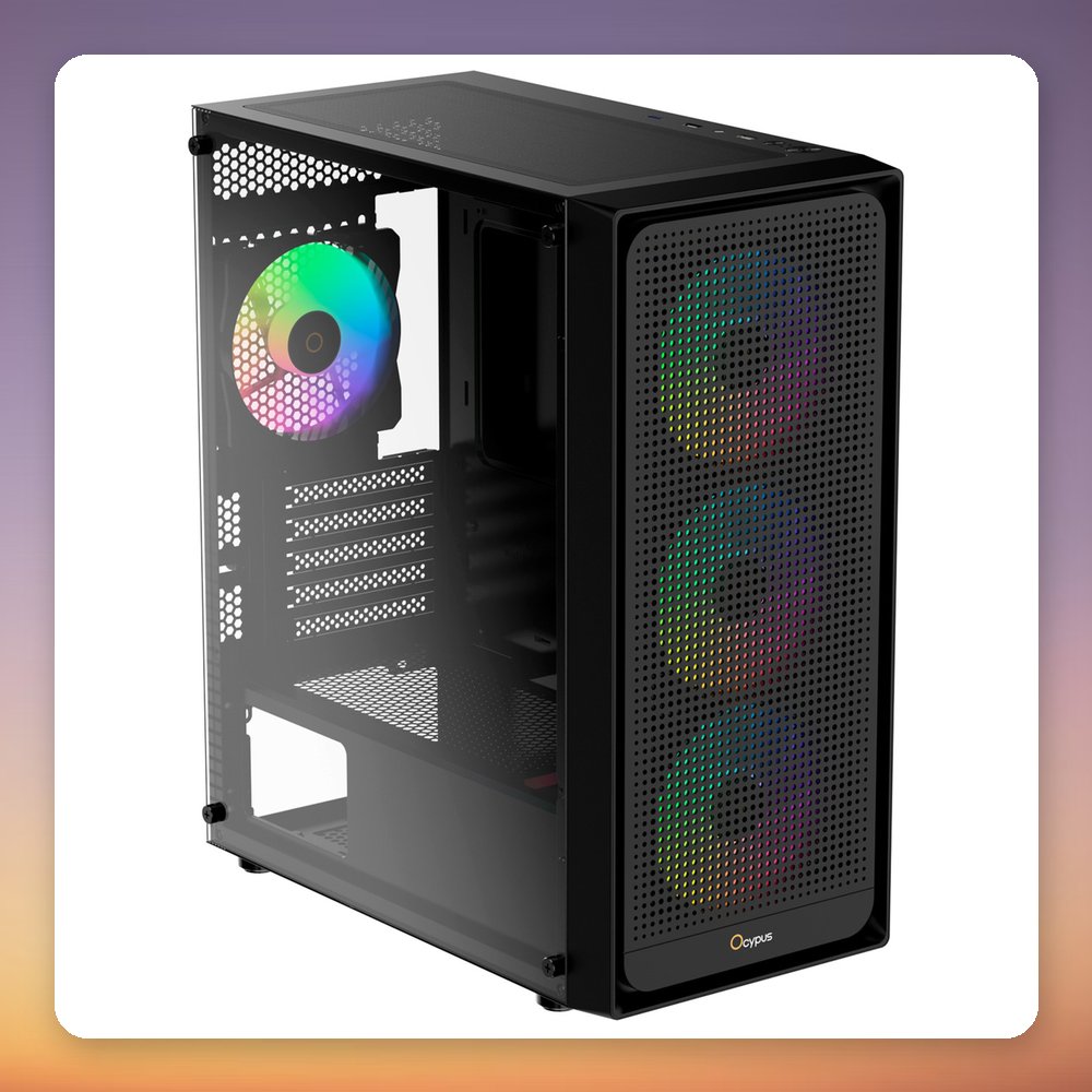 Ocypus Gamma C50 ARGB Micro-ATX Mini-Tower Case, Black, Tempered Glass