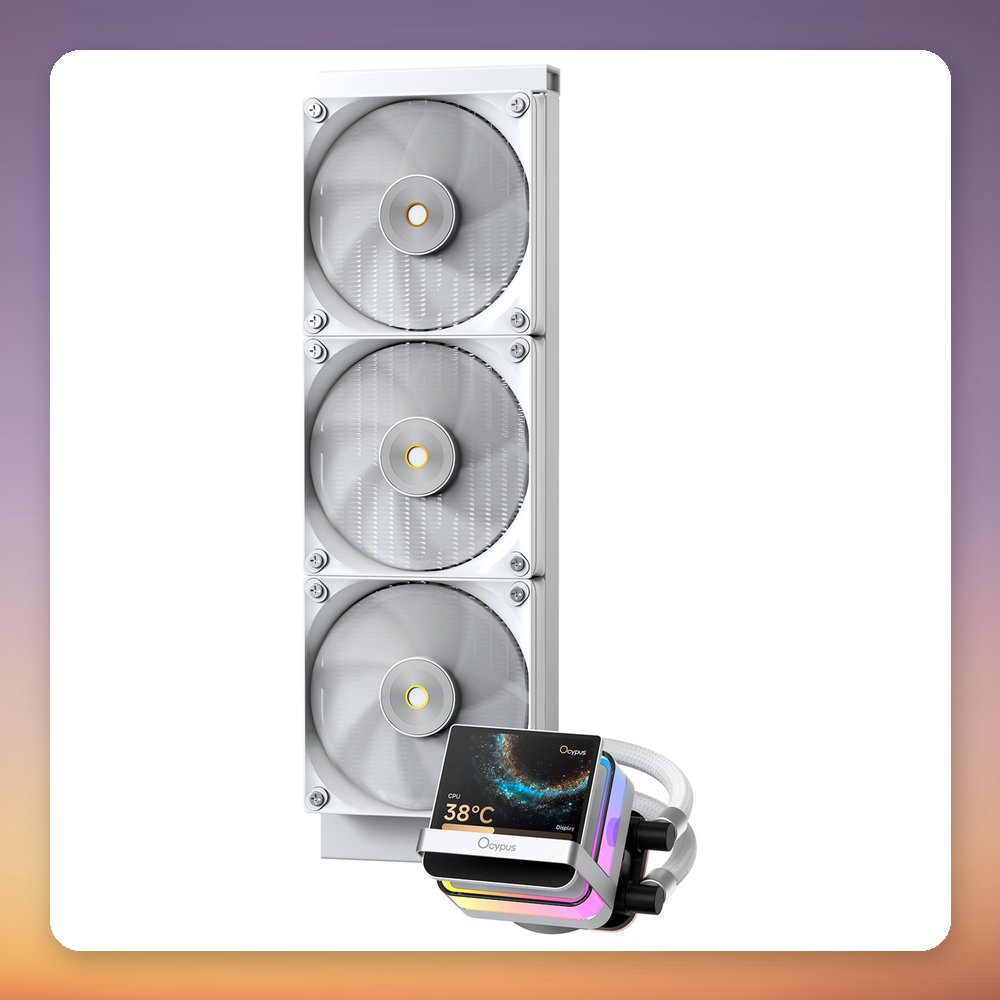 Ocypus Sigma L36 PRO 360 mm AIO Liquid CPU Cooler with 3.5" IPS Display, White – image 3
