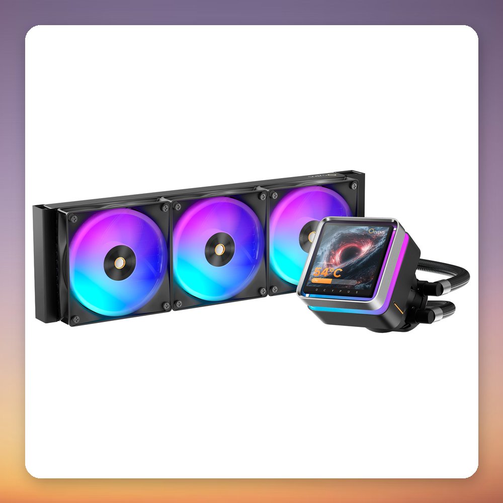 Ocypus Sigma L36 EX ARGB 360 mm AIO CPU Liquid Cooler with 3.95" IPS Display, Black