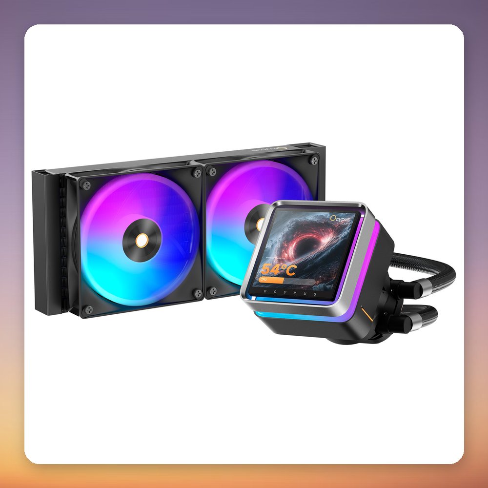 Ocypus Sigma L24 EX ARGB 240 mm AIO Liquid CPU Cooler with 3.95" IPS Display, Black