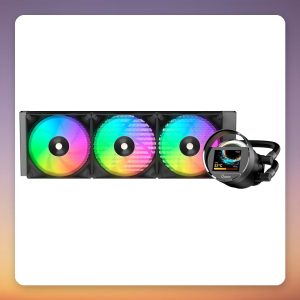 Ocypus Sigma L36 ARGB 360 mm AIO CPU Liquid Cooler with 2.4″ IPS Display, Black