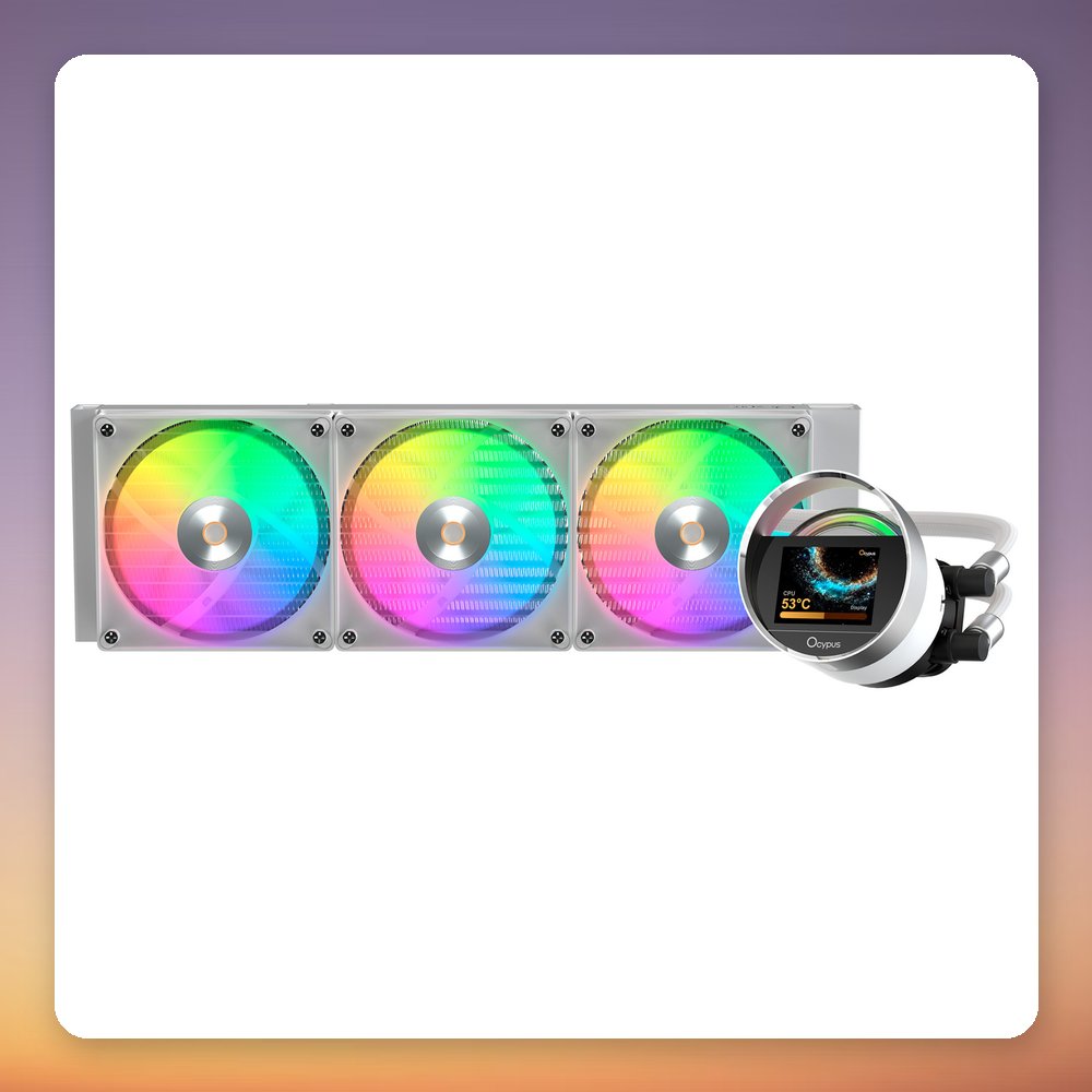 Ocypus Sigma L36 ARGB 360 mm AIO Liquid CPU Cooler with 2.4" IPS Display, White – image 2