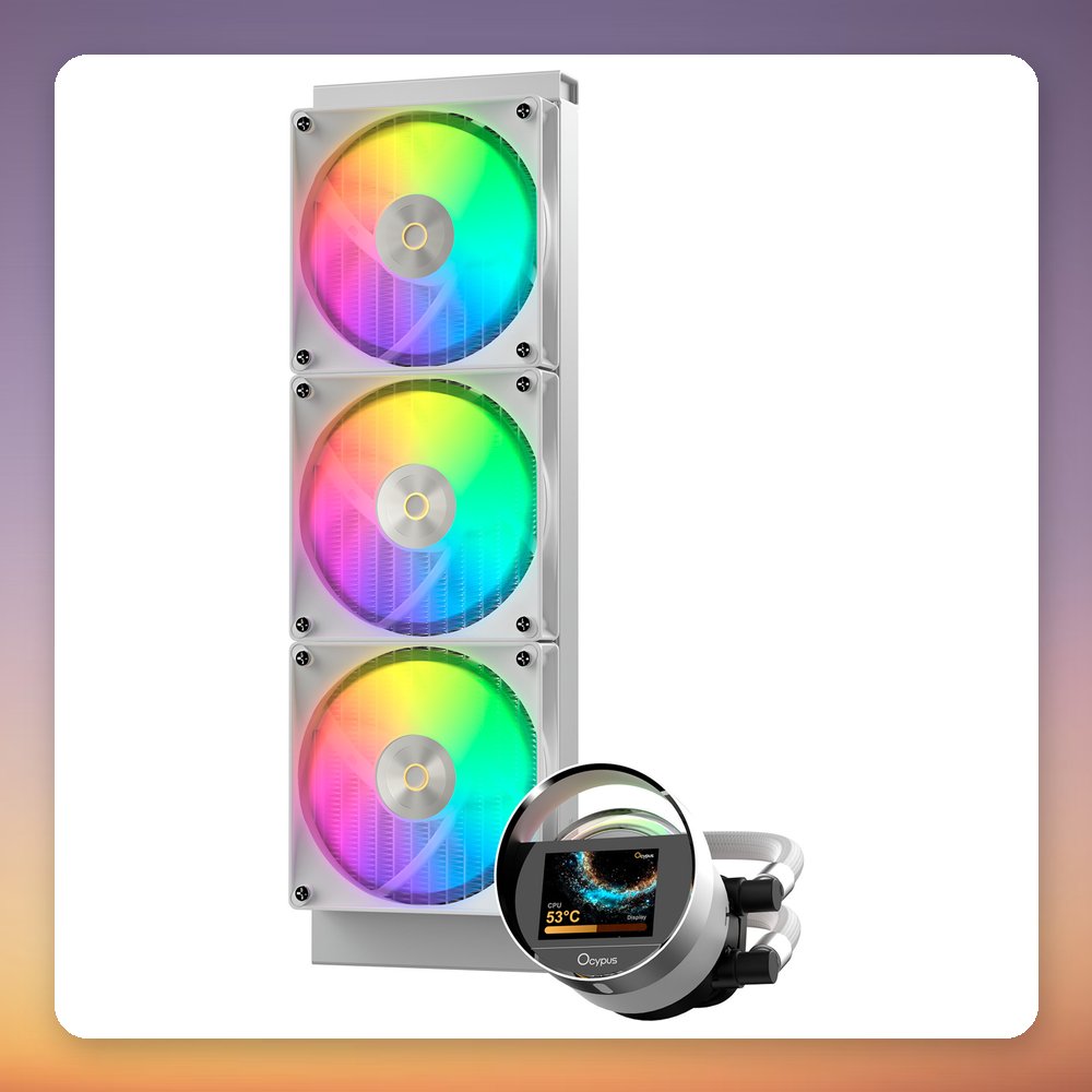 Ocypus Sigma L36 ARGB 360 mm AIO Liquid CPU Cooler with 2.4" IPS Display, White – image 3