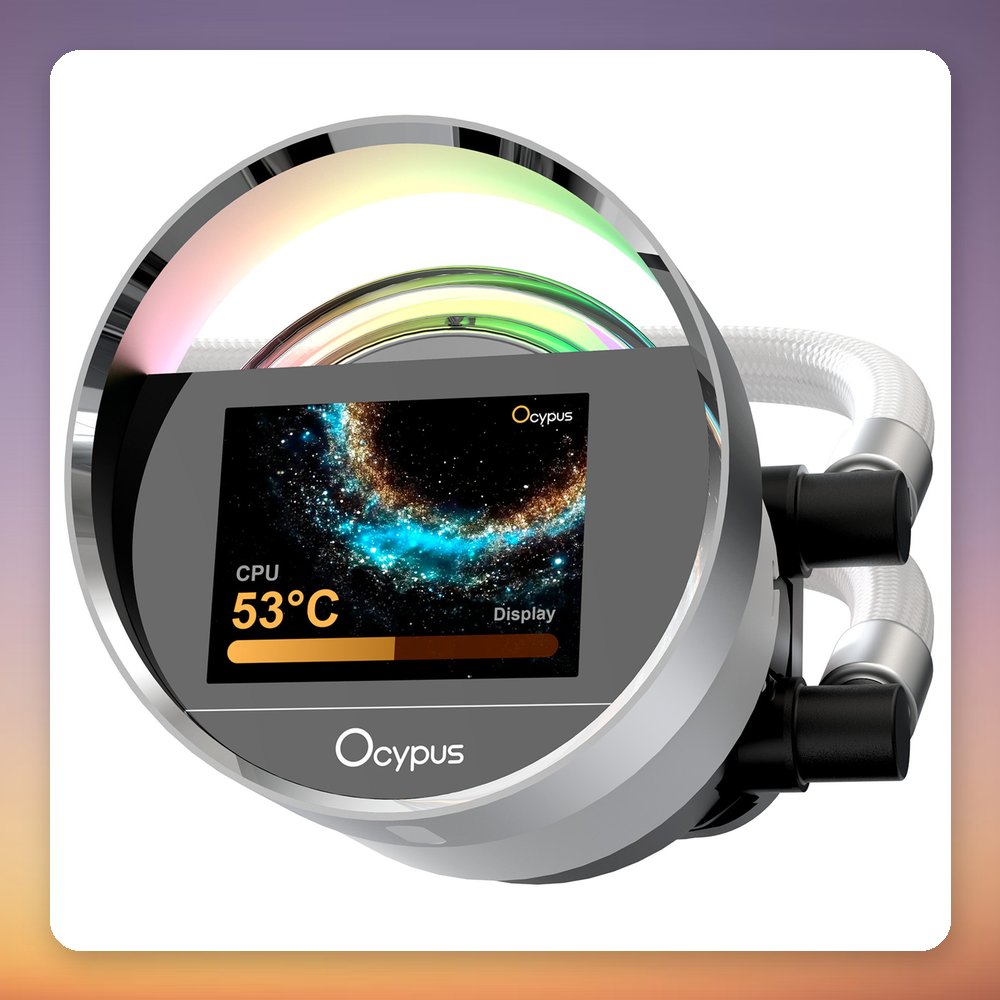 Ocypus Sigma L36 ARGB 360 mm AIO Liquid CPU Cooler with 2.4" IPS Display, White – image 4