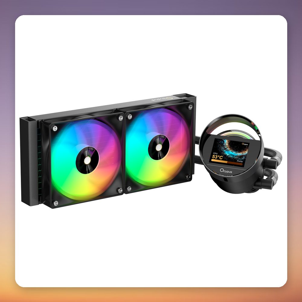 Ocypus Sigma L24 ARGB 240 mm AIO Liquid CPU Cooler with 2.4" IPS Display, Black