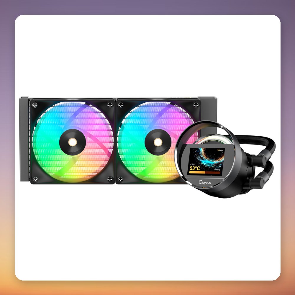 Ocypus Sigma L24 ARGB 240 mm AIO Liquid CPU Cooler with 2.4" IPS Display, Black – image 2