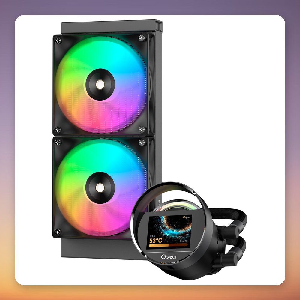 Ocypus Sigma L24 ARGB 240 mm AIO Liquid CPU Cooler with 2.4" IPS Display, Black – image 3