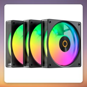 Ocypus Gamma F12 Elite ARGB 120 mm PWM Case Fans, Black, 3-Pack
