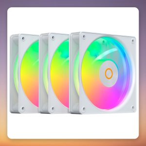 Ocypus Gamma F12 Elite ARGB 120 mm PWM Reverse Blade Fans, White, 3-Pack