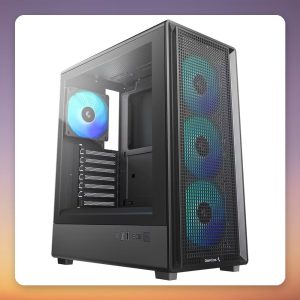 Deepcool CC550 4F ATX Mid-Tower Case, Black, Tempered Glass, 4 ARGB Fans