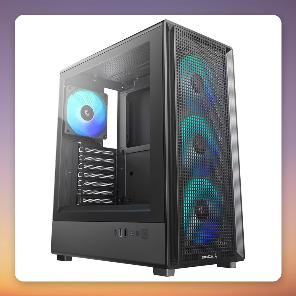 Deepcool CC550 4F ATX Mid-Tower Case, Black, Tempered Glass, 4 ARGB Fans