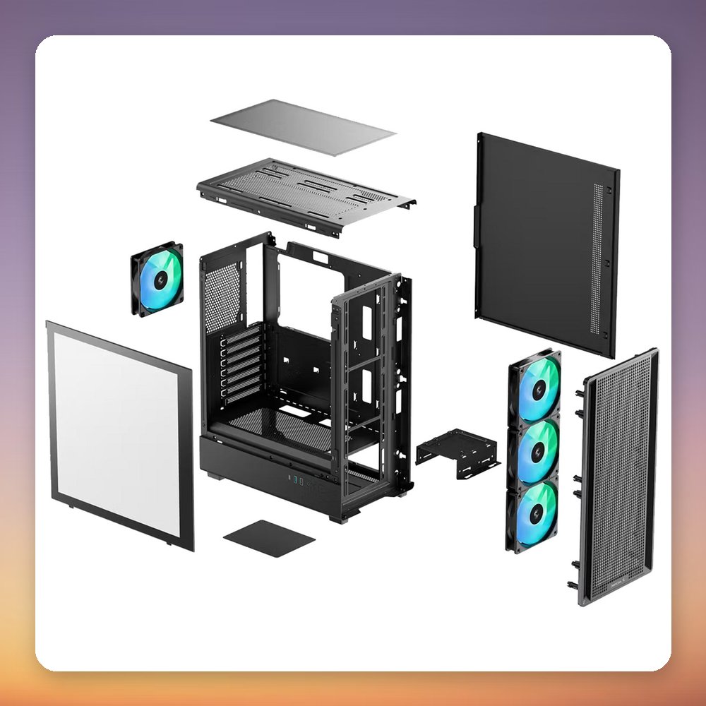 Deepcool CC550 4F ATX Mid-Tower Case, Black, Tempered Glass, 4 ARGB Fans – image 5