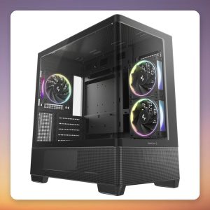 Deepcool CG380U 3F Micro-ATX Case, Black, Panoramic Tempered Glass, 3x 120 mm ARGB Fans
