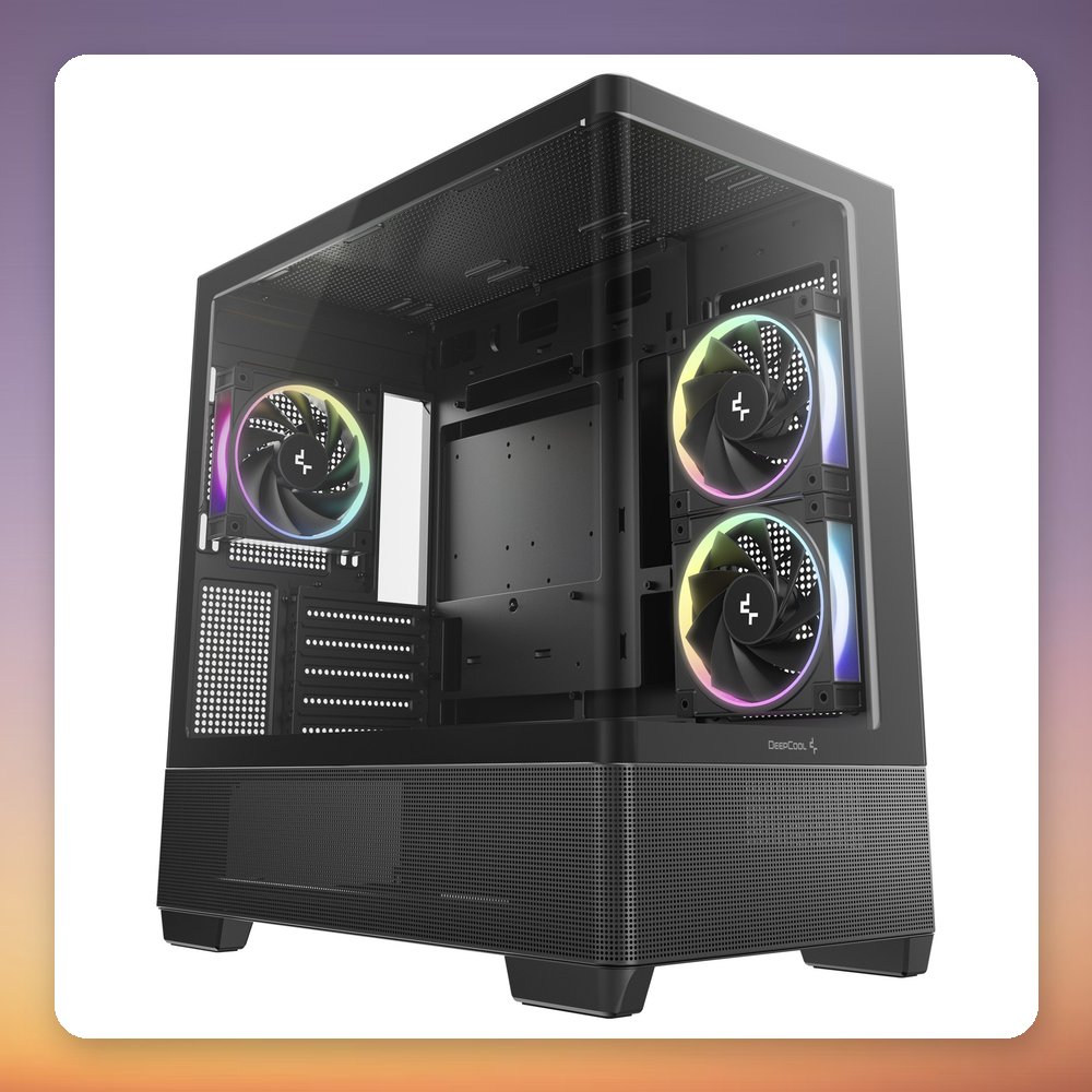 Deepcool CG380U 3F Micro-ATX Case, Black, Panoramic Tempered Glass, 3x 120 mm ARGB Fans