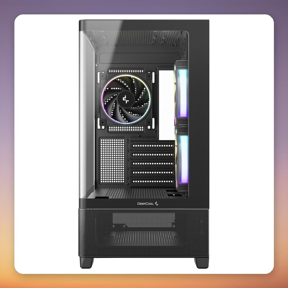 Deepcool CG380U 3F Micro-ATX Case, Black, Panoramic Tempered Glass, 3x 120 mm ARGB Fans – image 2
