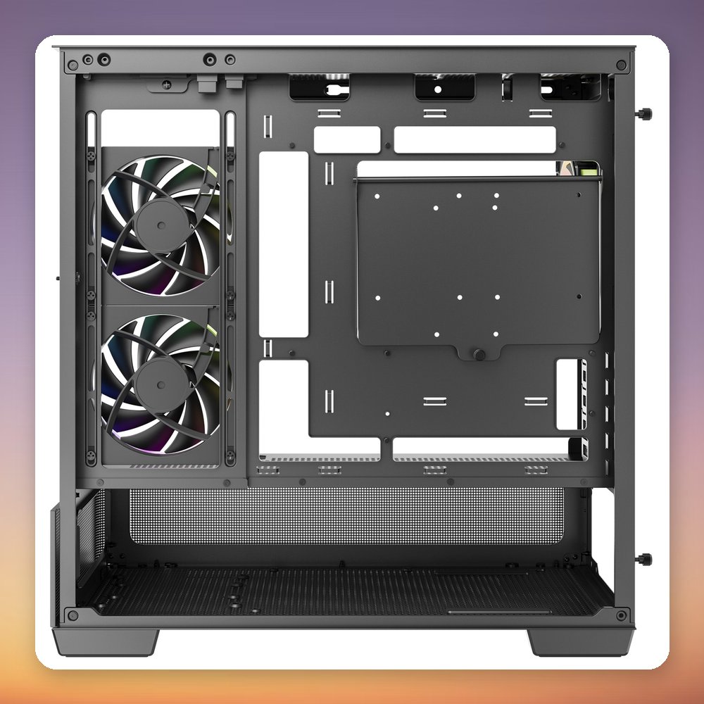 Deepcool CG380U 3F Micro-ATX Case, Black, Panoramic Tempered Glass, 3x 120 mm ARGB Fans – image 4