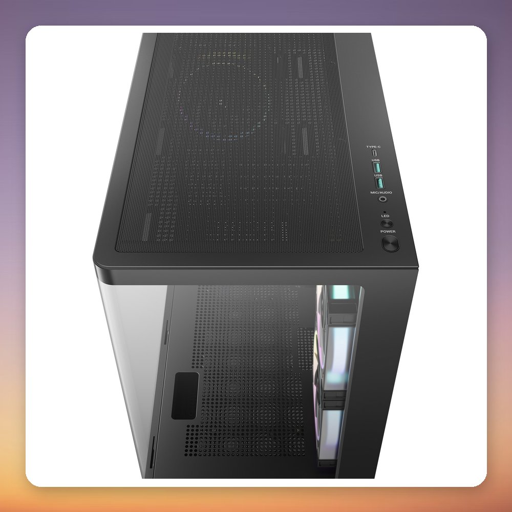 Deepcool CG380U 3F Micro-ATX Case, Black, Panoramic Tempered Glass, 3x 120 mm ARGB Fans – image 5