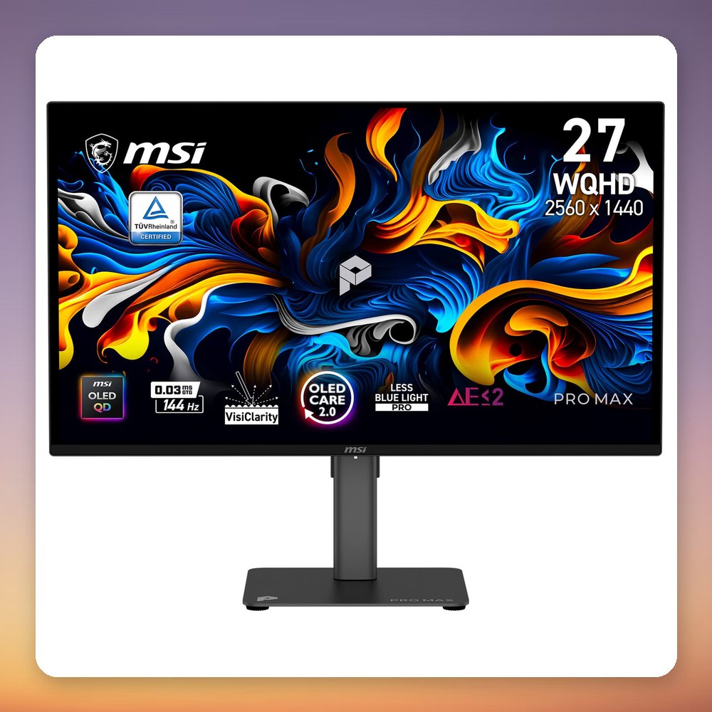 MSI PRO MAX 271QPX14G 27" WQHD QD-OLED Monitor, 144 Hz, USB-C, Black – image 2