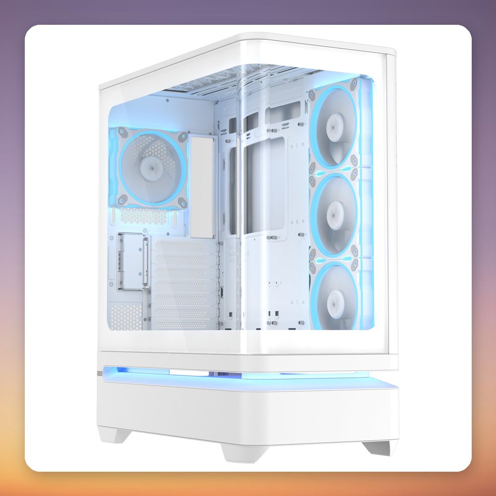 Asus Prime AP304 ARGB Midi-Tower Case, ATX, White, Tempered Glass