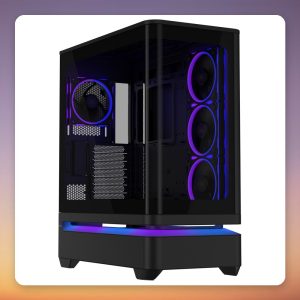 Asus Prime AP304 ARGB ATX Mid-Tower Case, Black, 4x ARGB Fans, Glass Panel