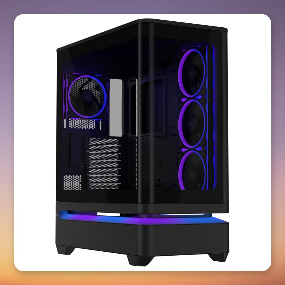 Asus Prime AP304 ARGB ATX Mid-Tower Case, Black, 4x ARGB Fans, Glass Panel