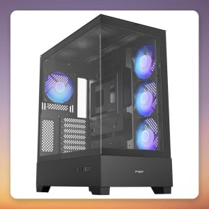 Fortron FSP M370 Mid Tower Case, ATX/BTF, 4x 120 mm ARGB Fans, Black