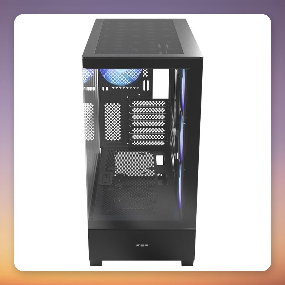 Fortron FSP M370 Mid Tower Case, ATX/BTF, 4x 120 mm ARGB Fans, Black