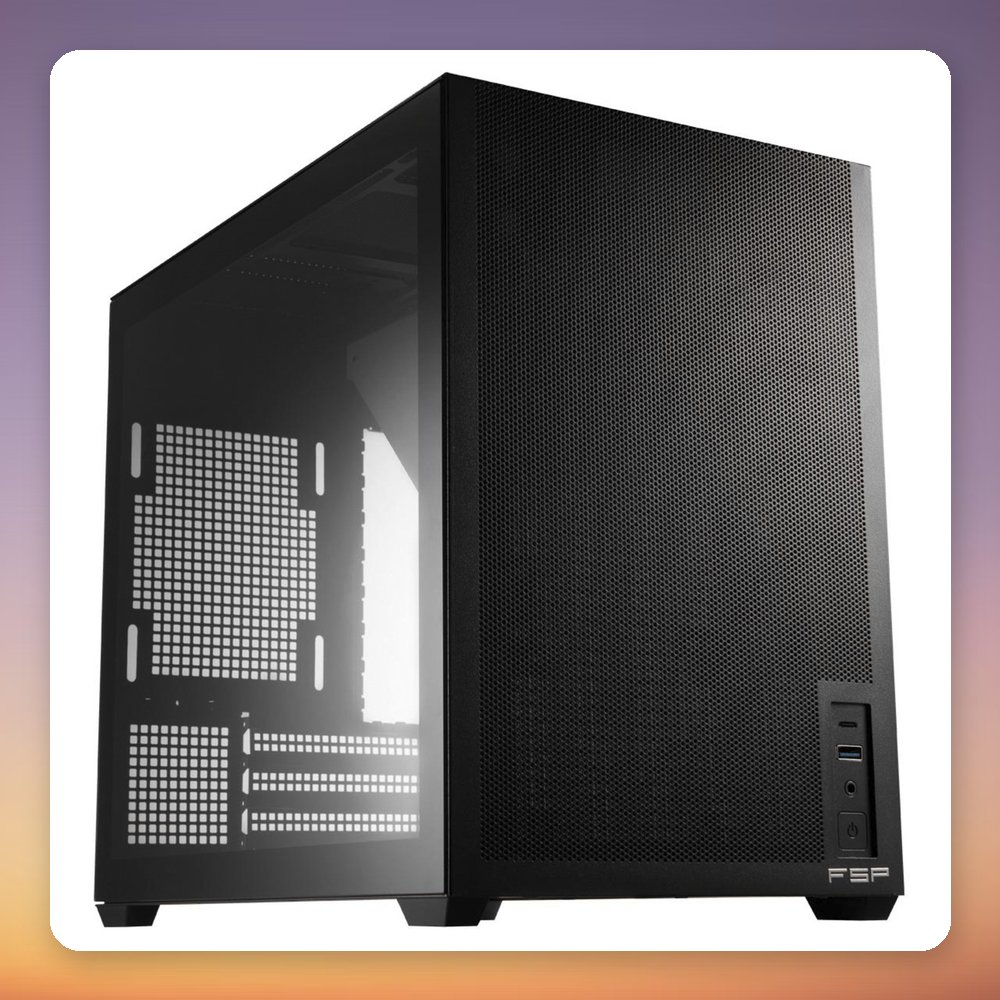 Fortron FSP S210 Mini Tower Case, mATX/Mini-ITX, Black, Tempered Glass