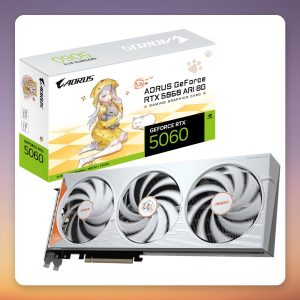 GigaByte GeForce RTX 5060 AORUS ARI 8G 8 GB GDDR7 Graphics Card, White, 3x DisplayPort, 1x HDMI