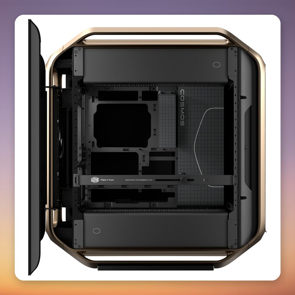 Cooler Master COSMOS Alpha Gold Big Tower Case, E-ATX, Tempered Glass, Gold/Black – image 4