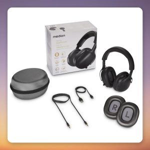 Medion Life HX1-Pure Over-Ear Bluetooth 5.4 Headphones, 100 Hours Battery, Black