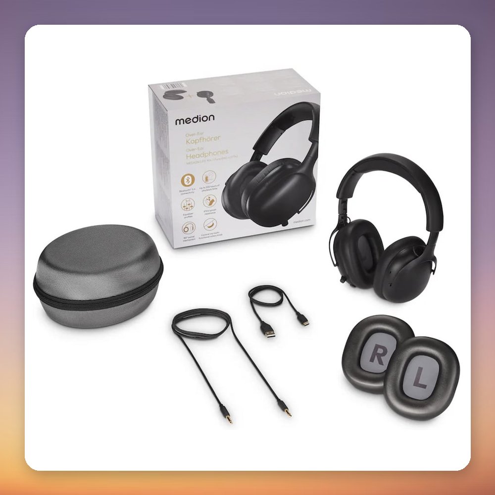 Medion Life HX1-Pure Over-Ear Bluetooth 5.4 Headphones, 100 Hours Battery, Black – image 2